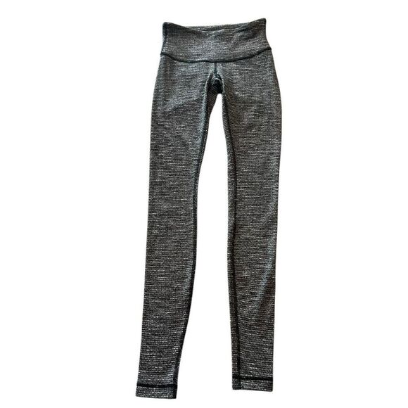 Lululemon Wunder Under 7/8 Leggings Herringbone Heather Gray Black Size 2 - Picture 1 of 5